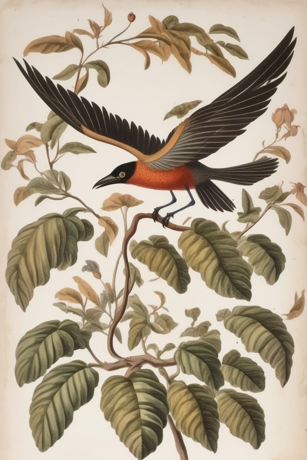 00145-1004624441-_lora_Mark Catesby Style_1_Mark Catesby Style - white background, one single flying bird, old botanical illustration.png